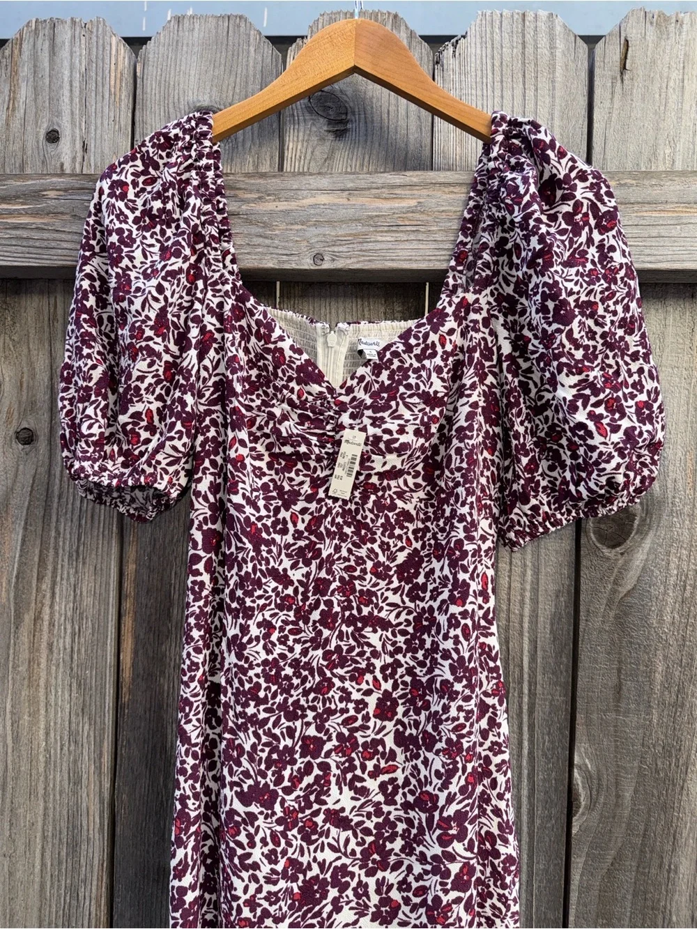 Madewell Puff Sleeve Sweetheart Midi Dress in Floral Size 4